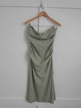 Free People Brandie Strapless Midi Dress Moss Green